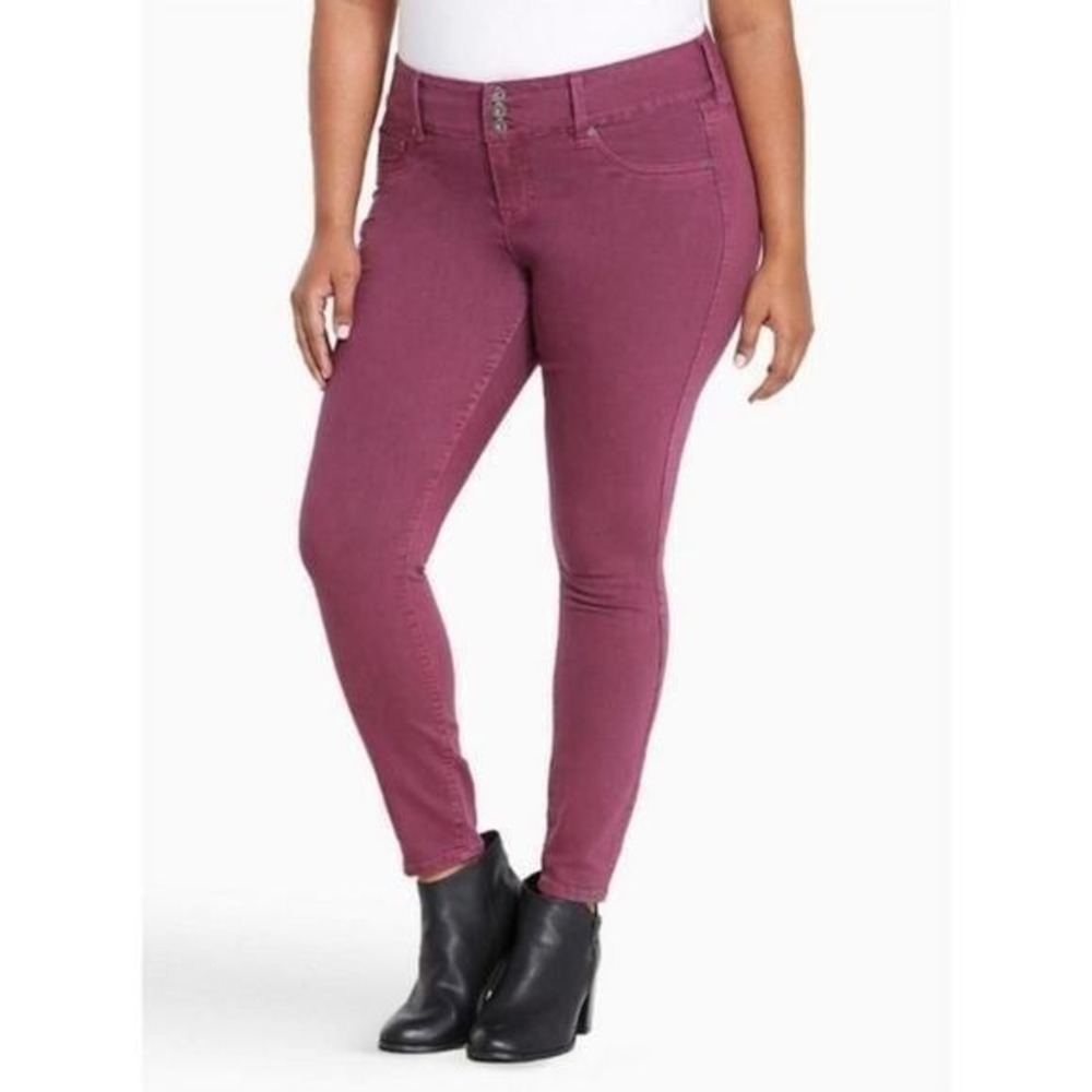 Torrid Women's Plus Size Colored Denim Skinny Stretch Jeans‎ Plum Purple Size 20